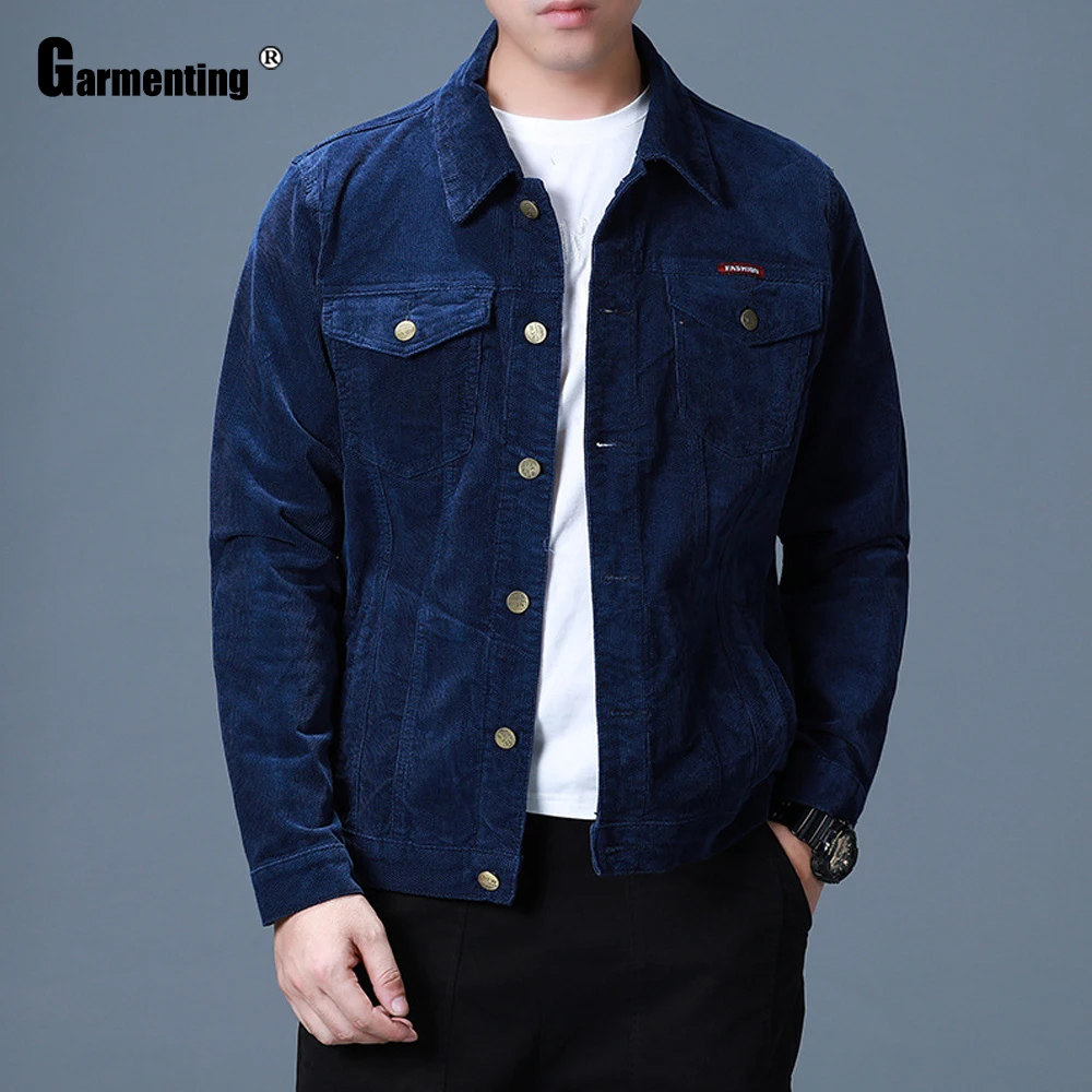 Mens Corduroy Jacket 2021 New Spring Autumn Single Breasted Jackets Kpop Style Outerwear Slim Fit Men Clothing Plus Size S-4XL