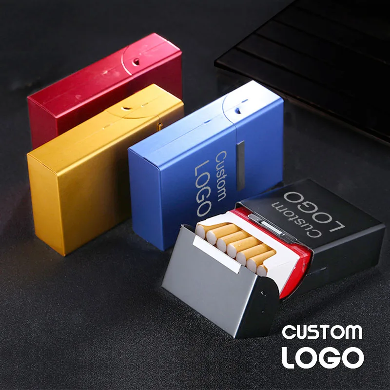 1PC Smoking Cigarettes Aluminum Cigarette Case Cigar Tobacco Holder Pocket Box Storage Container Gift Box Hot Sale