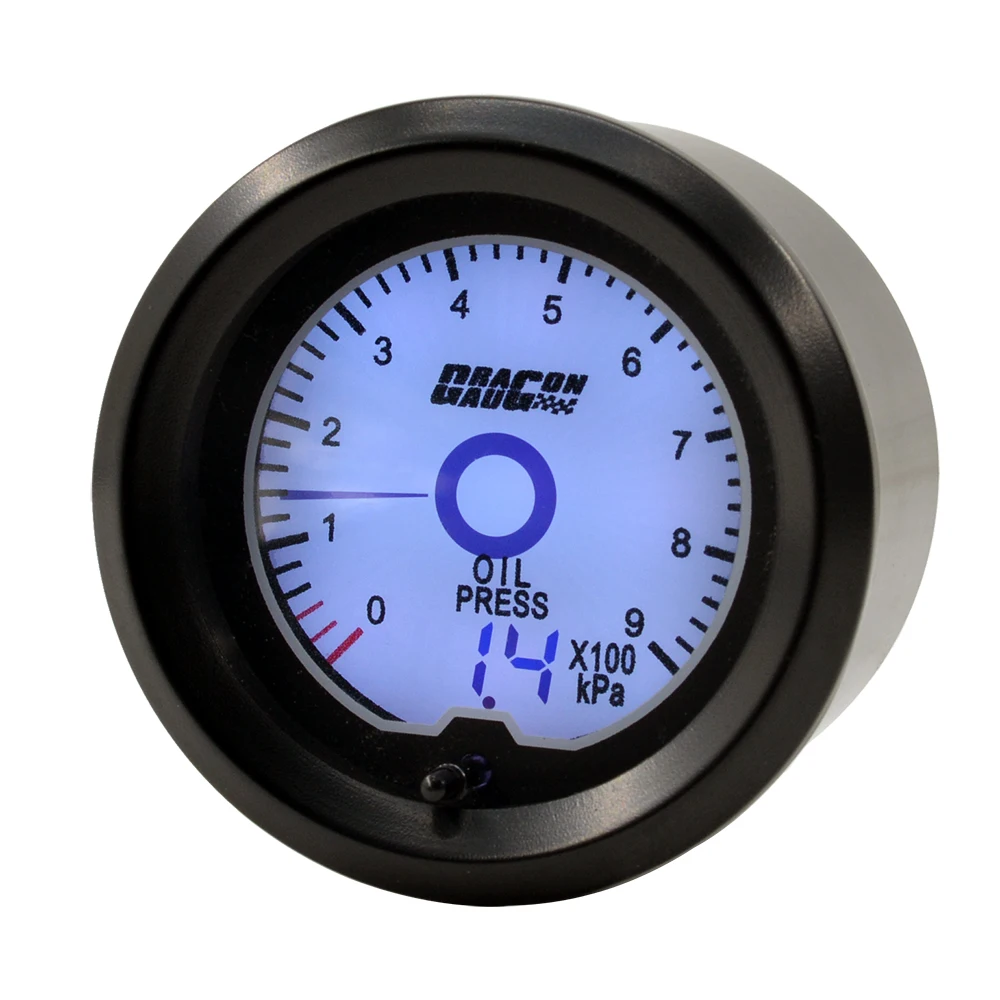 Dragon 52mm 7 Colors Backlight LCD Digital Pointer Auto Oil Pressure Gauge 0-900 Pka Press Meter For Car