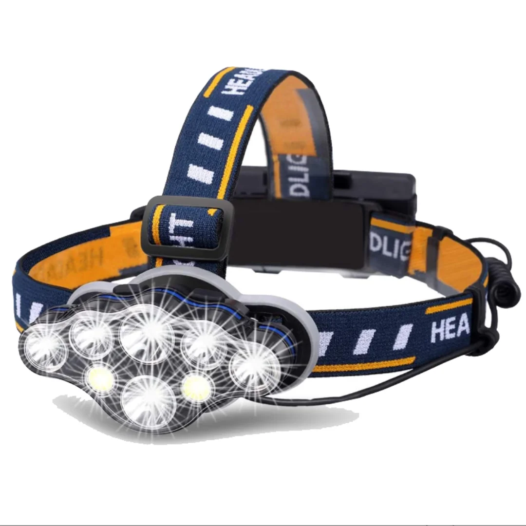 Rechargeable Headlamp 8 LED Headlamp Flashlight 13000 Lumens 8 Modes with USB Cable Waterproof LED(Batteries Not Included)