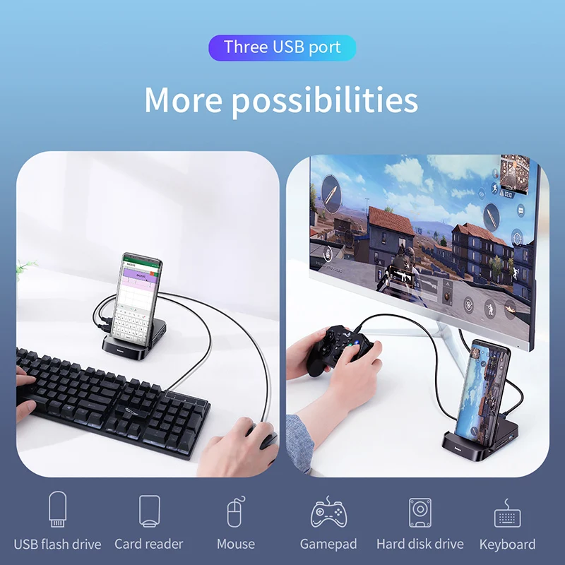 Baseus USB C HUB Dex Station to USB 3.0 HDMI-Compatible USB HUB for Samsung S20 Note 20 Huawei P40 Mate 30 Type C Dock Station