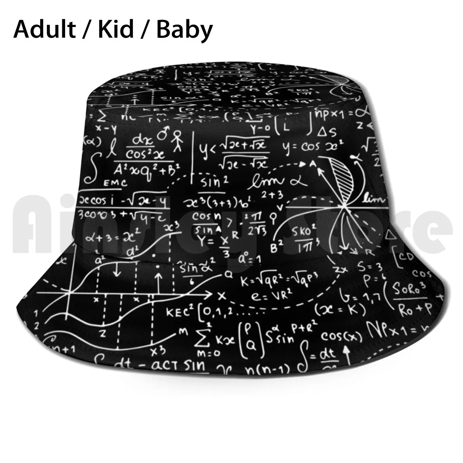 Amazing World Of Mathematics Monochrome Bucket Hat Adult kid baby Beach Sun Hats Geometric Shapes Geometric Square Polygon