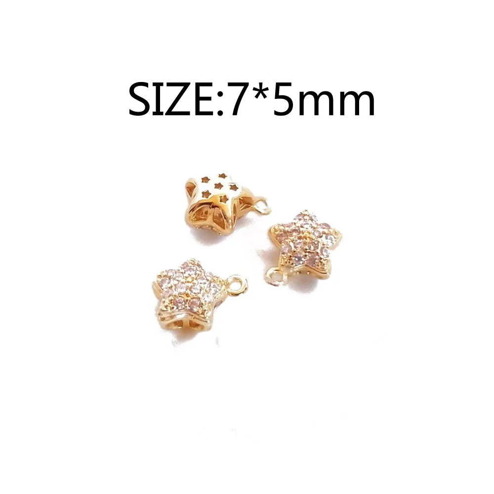 2PCS Love Star Inlaid with Zircon Pendant Superior Quality 14k Gold Plated Charms for Jewelry Making DIY Earrings Accessories