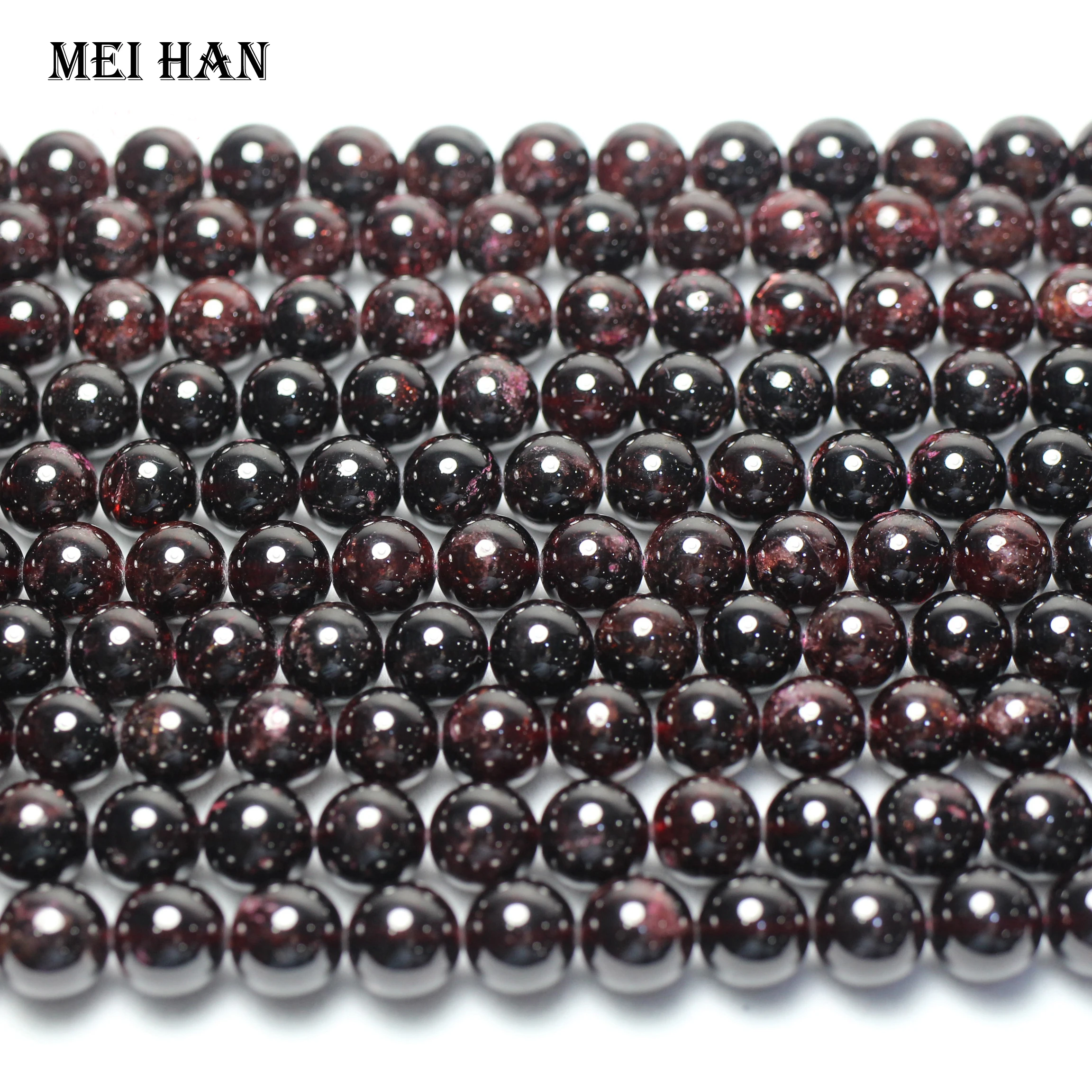 Meihan (Free Shipping) natural 6mm 8mm 9.5-10.5mm red Garnet smooth round gemstone beads for jewelry making design gift