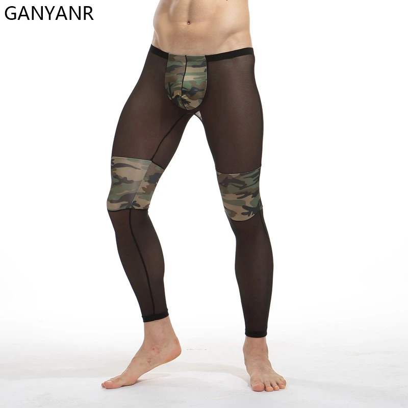 GANYANR Running Tights Men Compression Pants Gym Leggings Fitness Yoga Sexy Basketball Sport Jogging Training Athletic Training