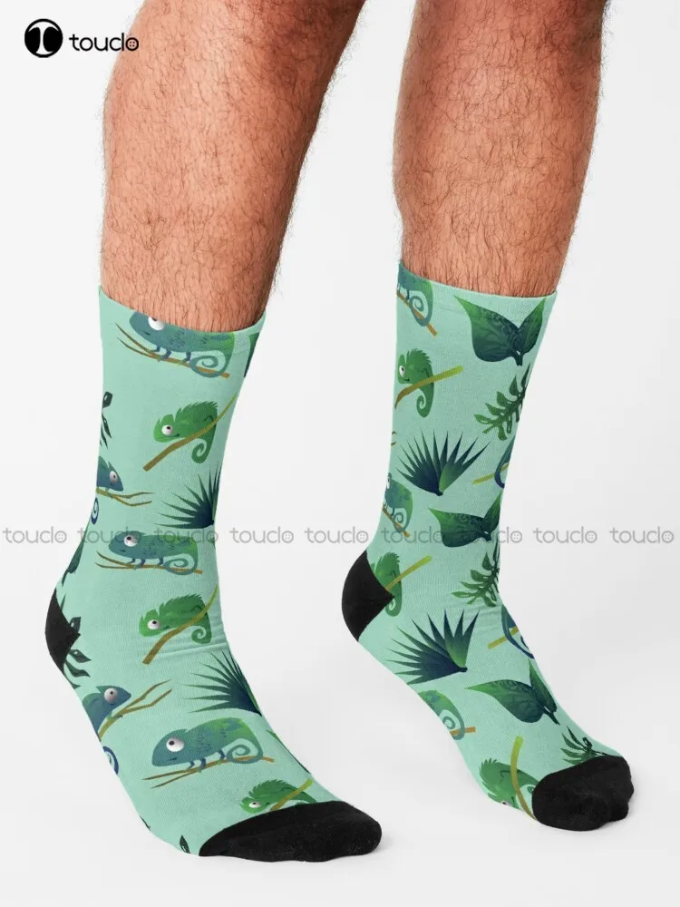 Green Chameleons Socks Ankle Socks Men Personalized Custom Unisex Adult Teen Youth Socks 360° Digital Print Fashion New