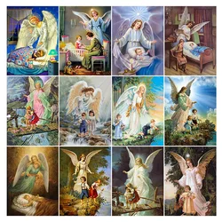 LZAIQIZG Diamond Painting Guardian Angel Baby Cross Stitch Full Square/Round Diamond Embroidery Portrait Rhinestone Home Decor