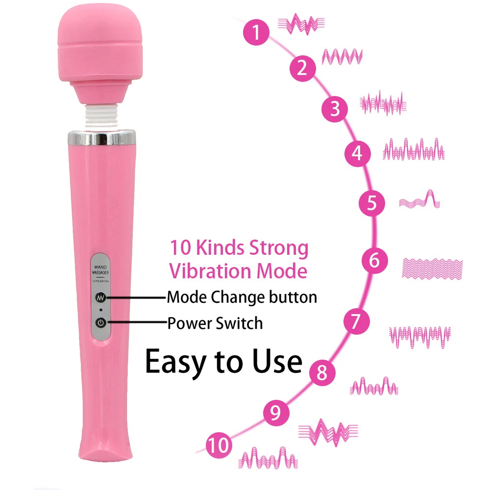 Powerful 10 Speeds Big Vibrator Magic Wand Body Massager Clitoris Stimulator Sex Toy for Women Adults 18 Female Masturbator Shop