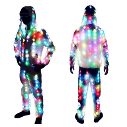 LED Lights Jacket Coat pants Costumes Set LED Party Clothes Suit Colorful Glowing Casual Flashing Luminous Christmas Halloween