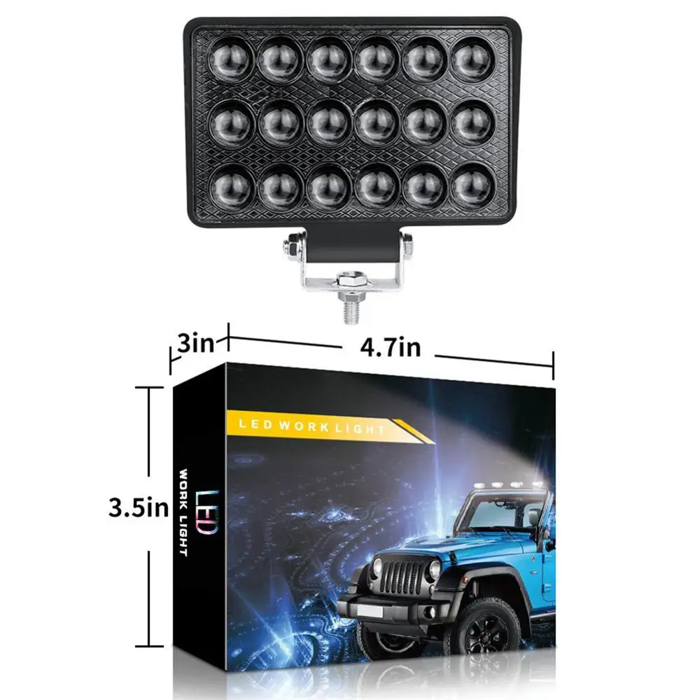 Super brilhante 54w conduziu a barra clara do trabalho 12v 24v 5-inch 18-leds feixe de inundação para offroad carro caminhão da motocicleta suv atv utv empilhadeira barco