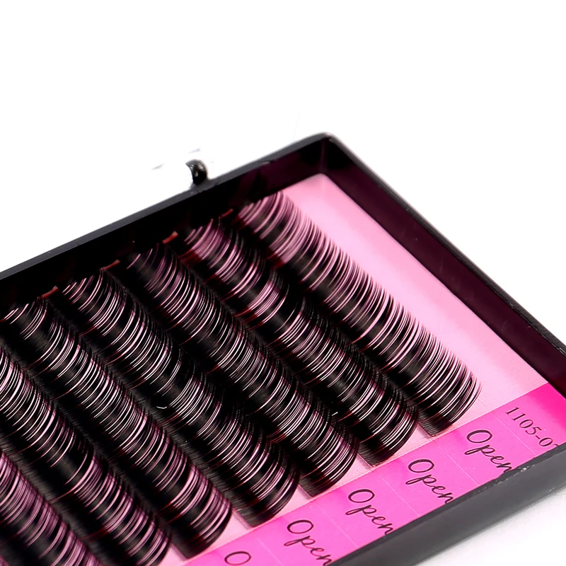 

C/J Curl 0.12mm Pink Open Synthetic Hair Individual Black False Eyelashes Extension natural false eyelashes 12 strips/pack