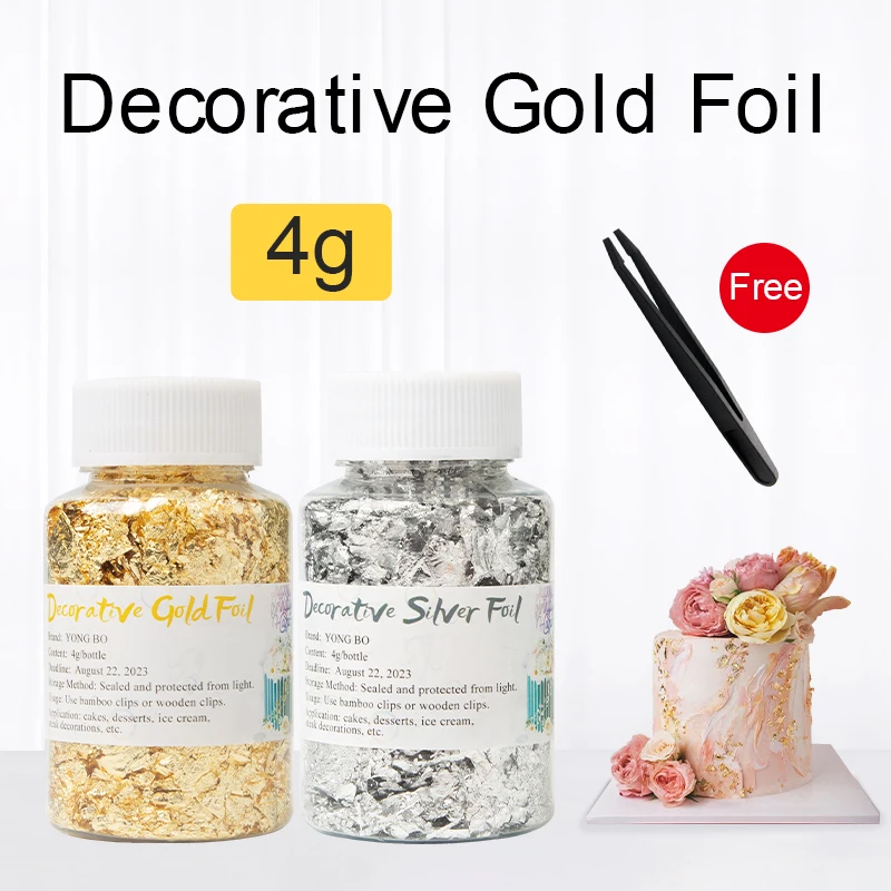 4g/bottle Gold Leaf Gold Foil Silver Flakes Sequins Glitters Confetti For Painting Arts Nail Art Foil Decorative Paper Resin Mol