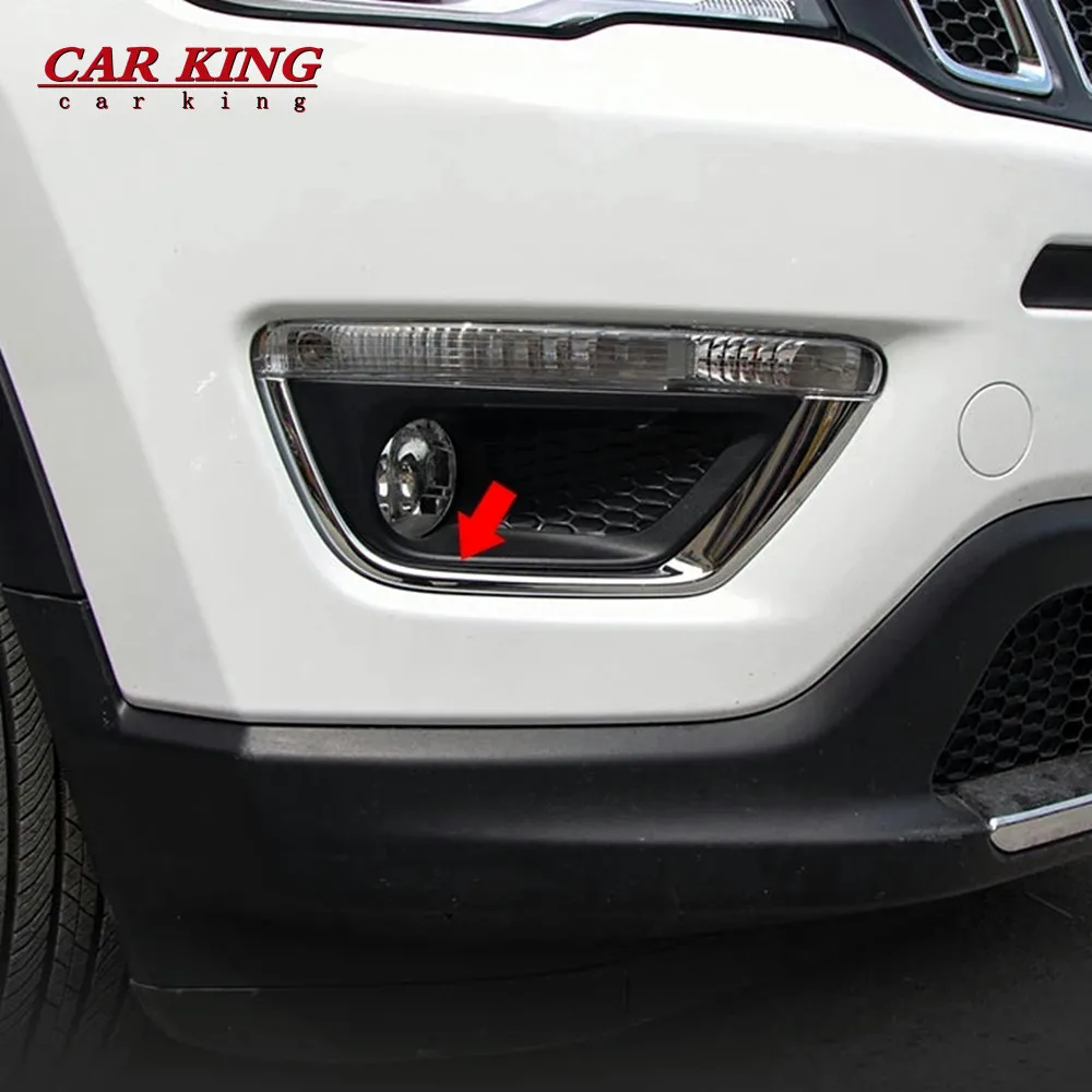 

For Jeep Compass 2017-2020 ABS Chrome Front Head Fog Light Eyelid Eyebrow Cover Trim Foglight Lamp Exterior Protective Frame