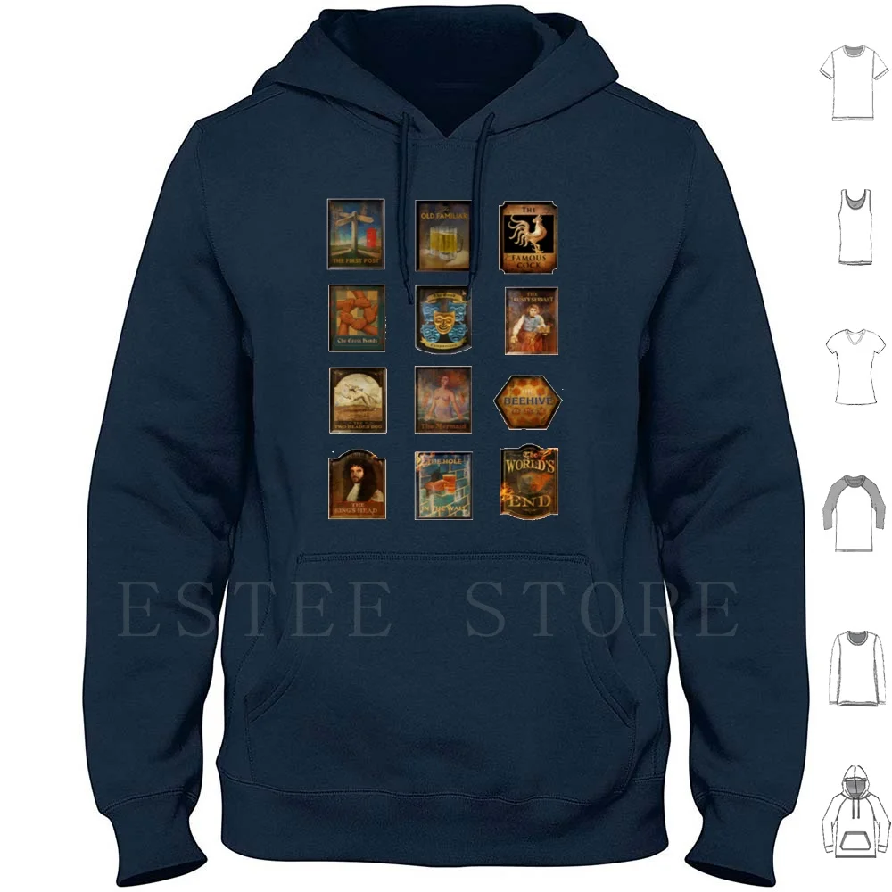 12 Pubs Sudadera con capucha de manga larga The Worlds End Cornetto Trilogy The Cornetto Trilogy Edgar Wright Simon Pegg Nick Frost Gary