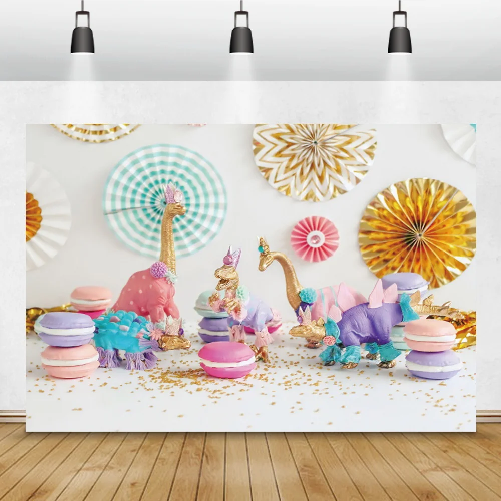 Baby Shower Birthday Scene Children Photocall Backdrop Poster Paper Cut Cake Dinosaur Toys Pattern Family Photography Background