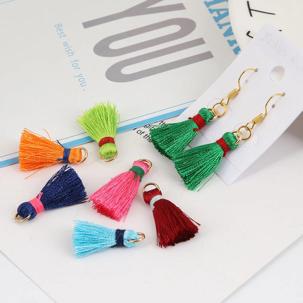 20PCS 2cm Mini Silky Tassels Colorful Small Fringe Tassels for Home Decoration Jewelry DIY Bracelet Necklace Making Supplies