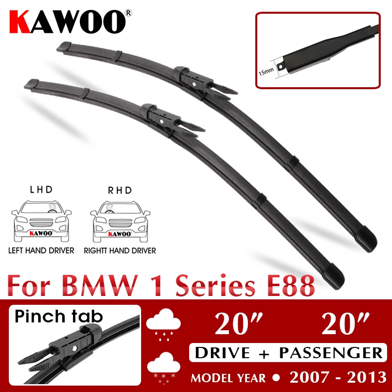 

KAWOO Wiper Front Car Wiper Blade For BMW 1 Series E88 October 2007 - Nov. 2013 Windshield Windscreen Window 20"+20" LHD RHD