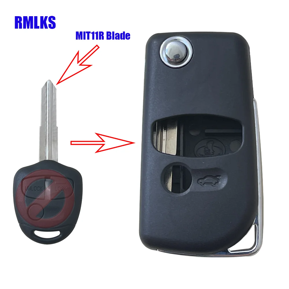 2 3 Button Modified Flip Folding Remote Key Shell Case for Mitsubishi New ASX GRANDIS Outlander LANCER-EX Right/left Blade