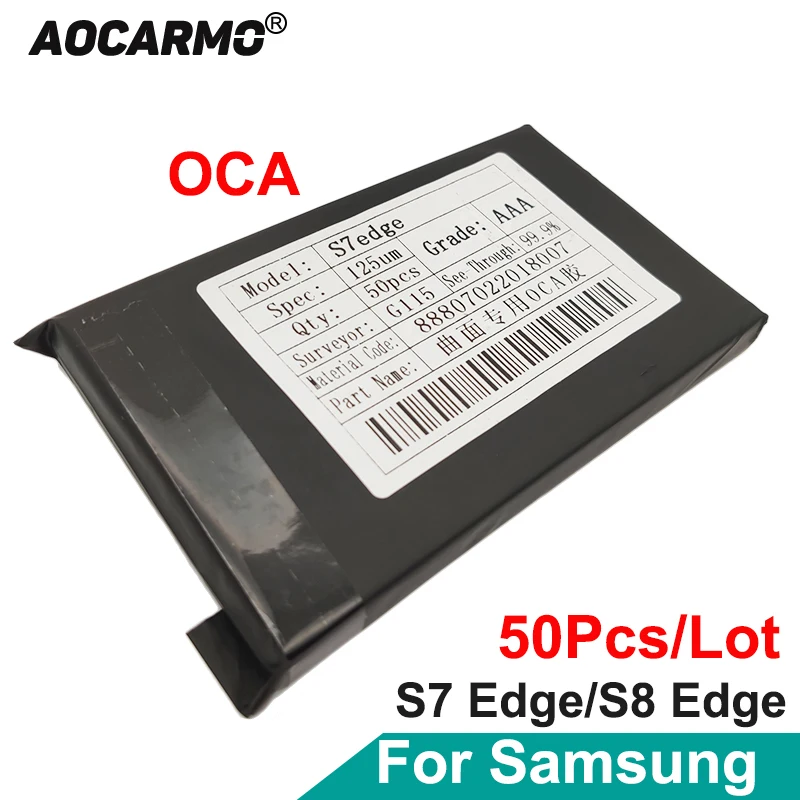 Aocarmo 50Pcs/Lot For Samsung Galaxy S7 Edge / S8 Edge LCD Display Screen Digitizer OCA Glue Refurbished Glass OCA 125um Micron