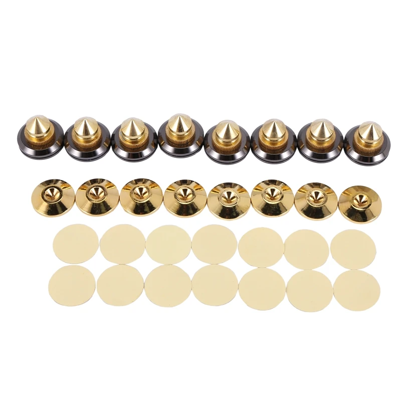 8 Set Golden-Plated Speaker Spikes, Speaker Stands CD Audio Subwoofer Amplifier Turntable Isolation Feet Retail