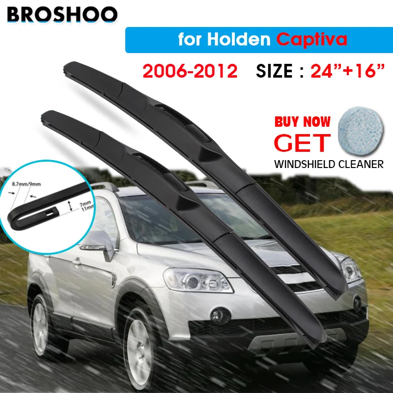 

Car Wiper Blade For Holden Captiva 24"+16" 2006-2012 Auto Windscreen Windshield Wipers Blades Window Fit U Hook Arms