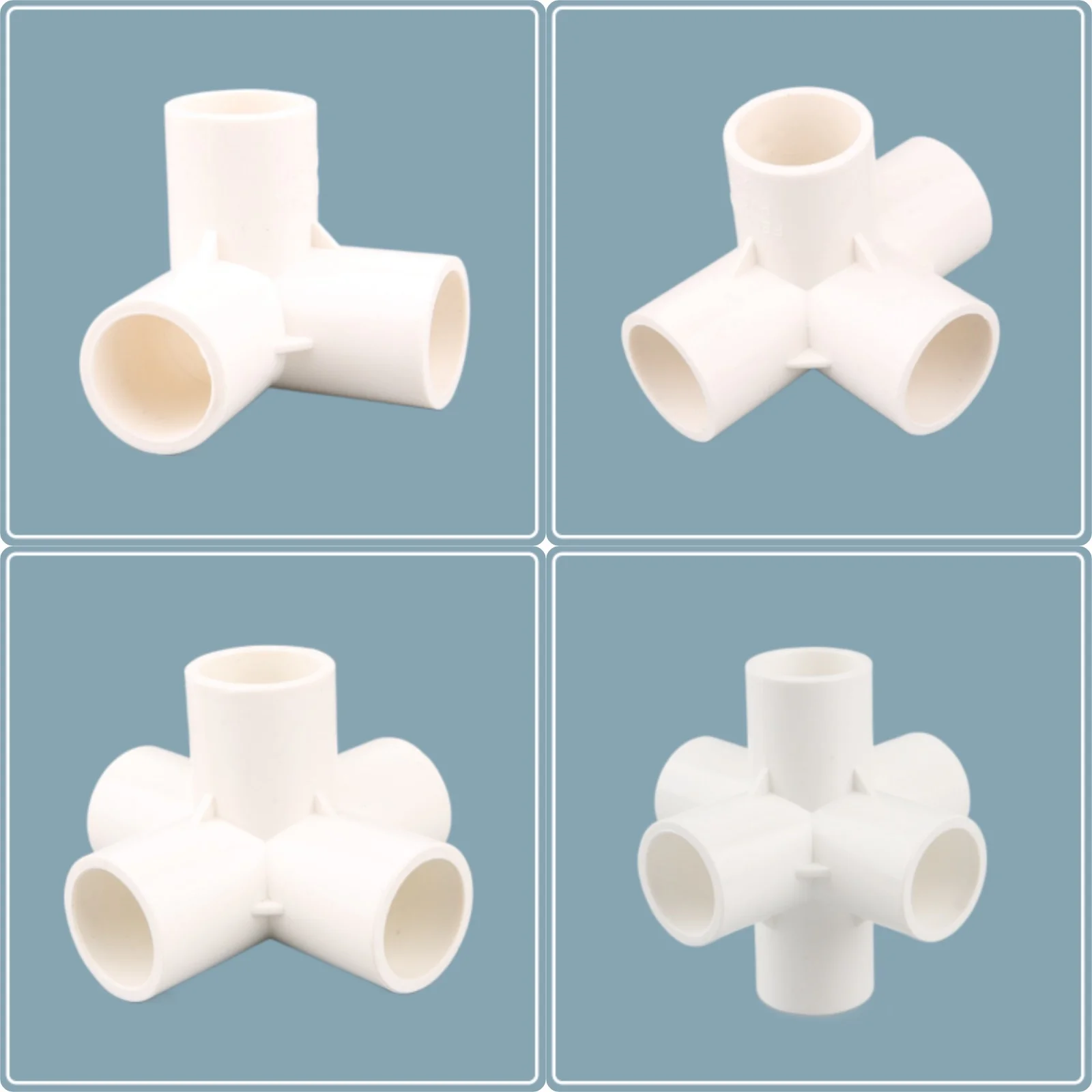 ID 20/25/32mm 3-way/4-way/5-way/6-way Three-Dimensional PVC Connector Water Supply Pipe Fittings Equal Connectors Plastic Joint