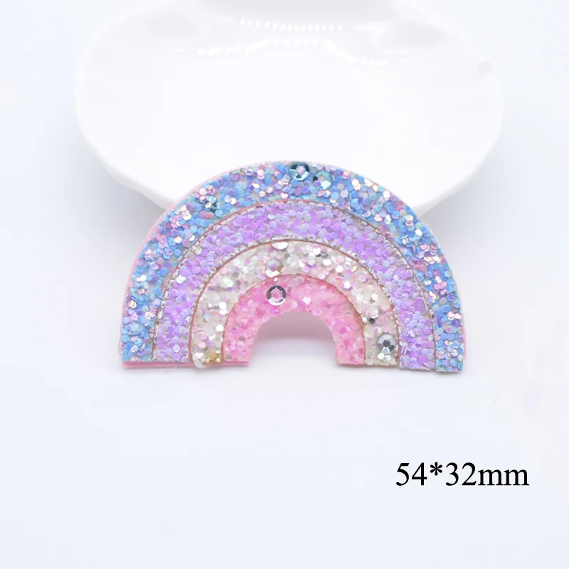 10Pcs Padded Pinkycolor Heart Rainbow Applique for DIY Clothes Hat Crafts Decor Headwear Hair Clips Bow Accessories