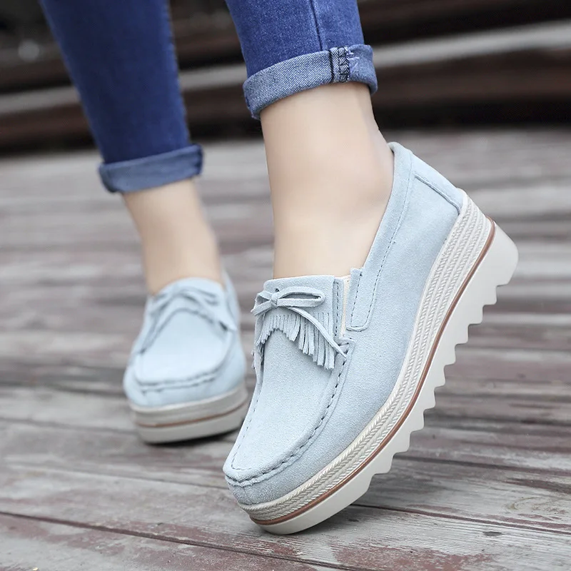 Spring Women Flats Shoes Platform Sneakers Slip On Flats Leather Suede Ladies Loafers Casual Shoes Women loafers shoes f65