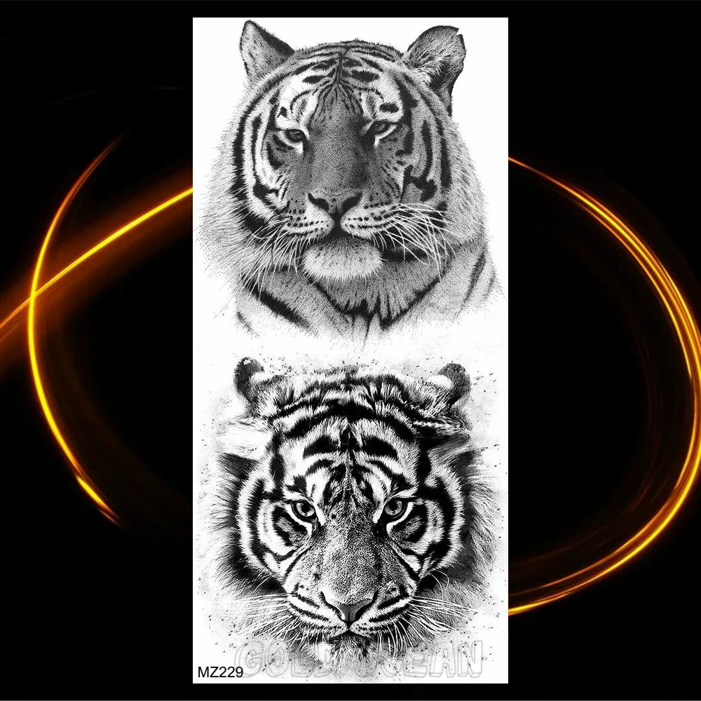 Tatouages temporaires d\'animaux pour hommes et femmes, brassards de corps, autocollant de faux tatouage, tigre, wapiti, renard, loup, aigle,