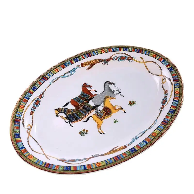 

Ceramic Round Steak Dishes Fish/Soup Plates Horse Finished Bone China Porcelain Kitchen Tableware Wedding Gifts 8/10 Inches