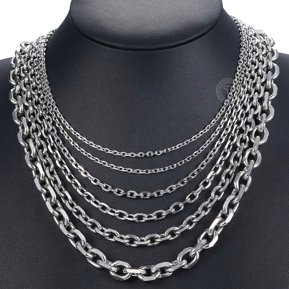 2.5/3/4/6/9mm Mens Stainless Steel Necklace Chain Silver Color Rolo Link Chains Necklaces for Men Jewelry Wholesale KNM31A