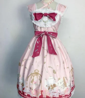 Robe lolita gothique op/jsk pour filles, tenue princesse loli cos japonaise douce, imprimé mignon, rétro en dentelle avec nœud papillon, victorien