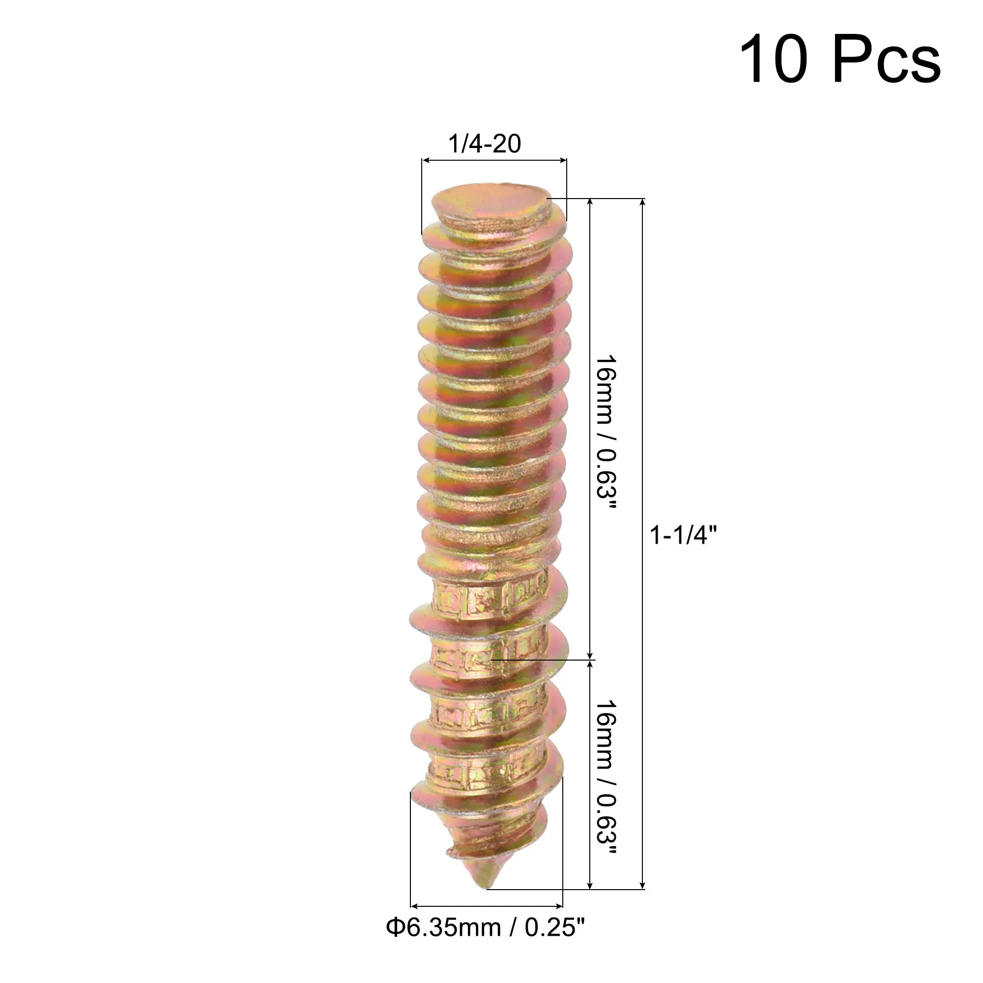 Uxcell 10pcs 1/4-20 x 1-1/4