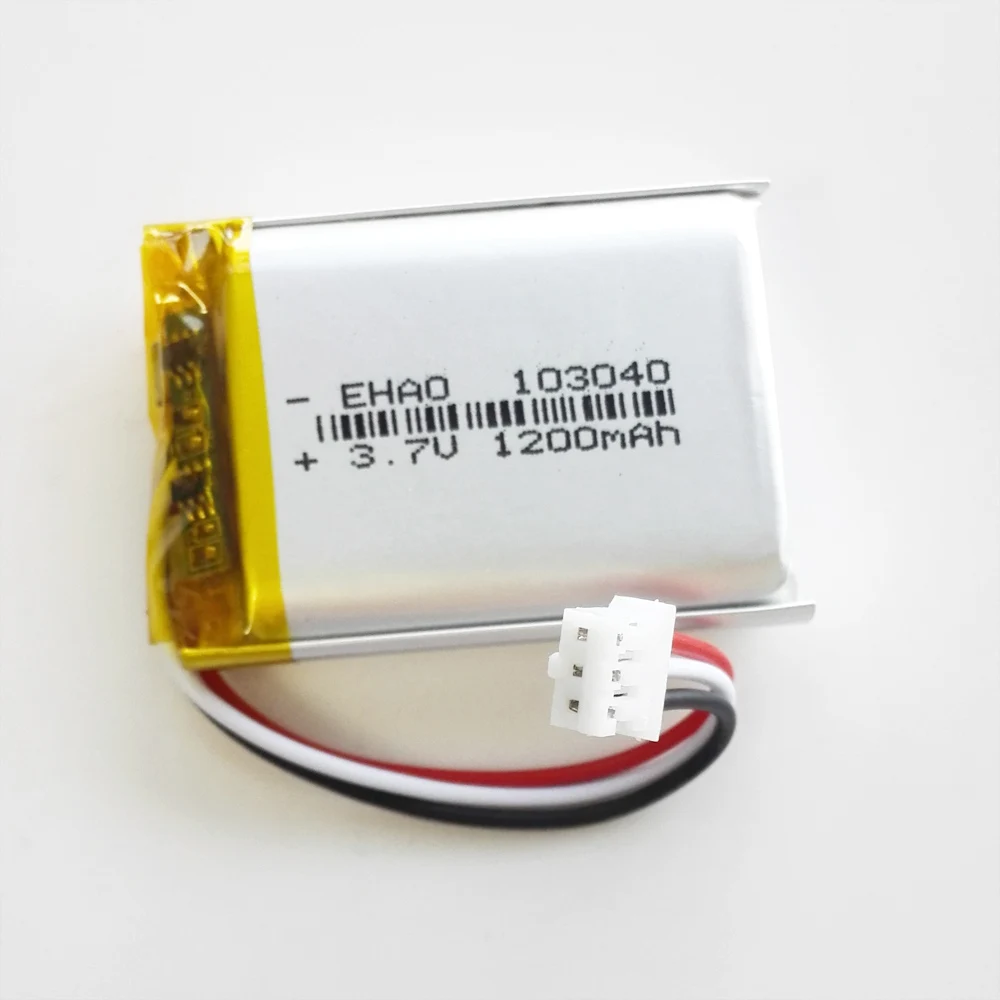 3.7V 1200mAh akumulator Lipo 103040 + wtyczka JST 3pin 2.0 do aparatu MP3 DVD GPS PSP Bluetooth głośnik Power Bank