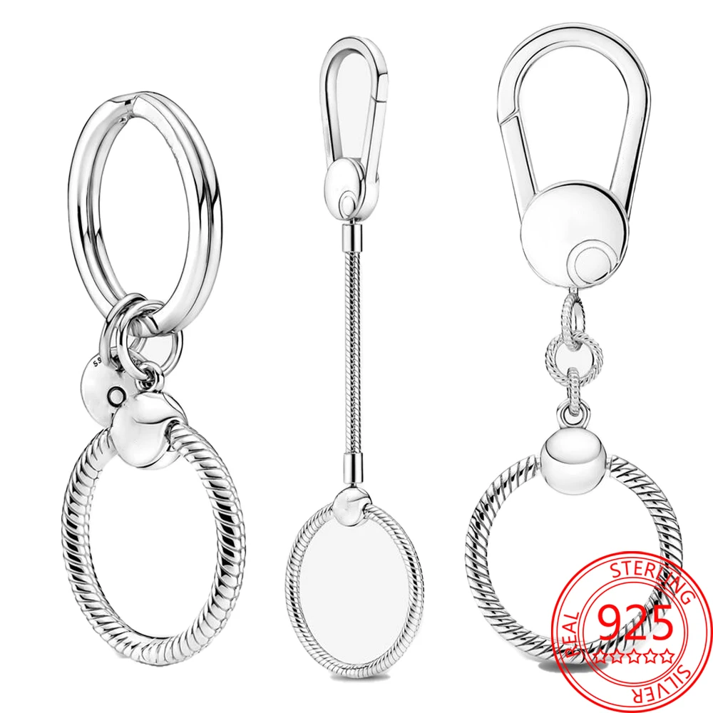 Luxury 925 Sterling Silver Moments Sweet Home Bag Charm Fit pandora Key Ring Set Gift DIY Necklace Key Chain Jewelry Making