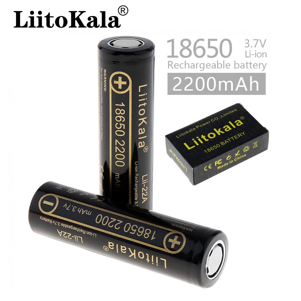 Liitokala Lii-22A 18650 bateria 3.7v 2000mah bateria recarregável de lítio para baterias de lanterna 2000mah célula de bateria