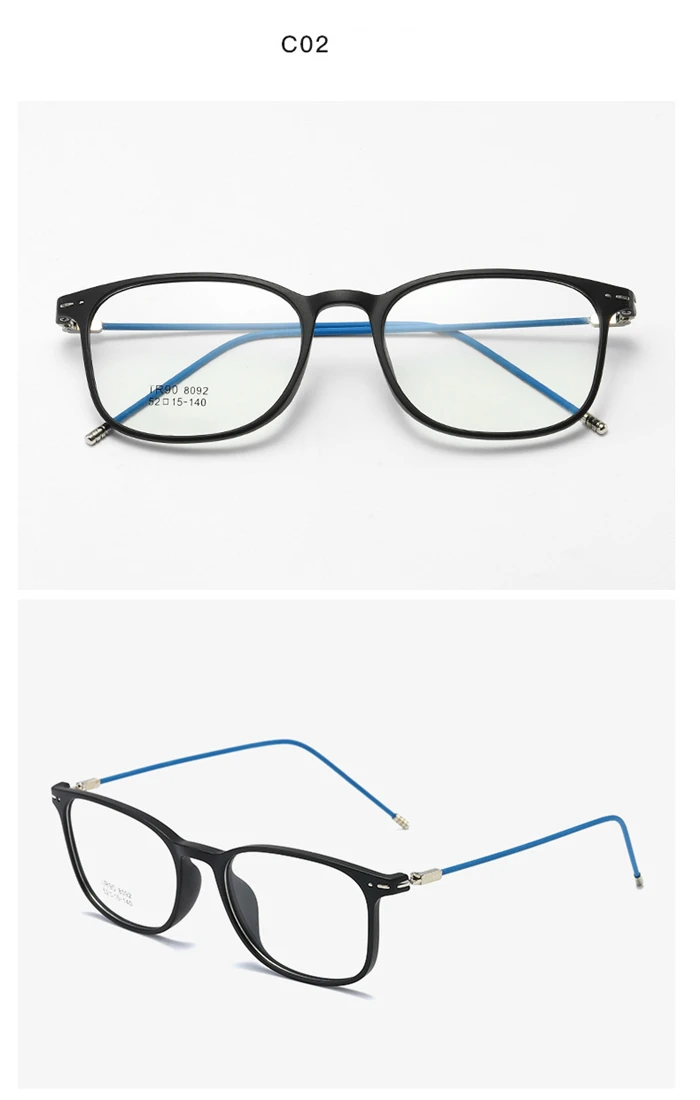 TR90 Quadratische Korrektionsbrille, Unisex, Stahldrahtbein, Kurzsichtigkeitsbrille, transparente Dioptrien -0,5 -1,0 -1,5 -2,0 bis -6,0 – Detail 11
