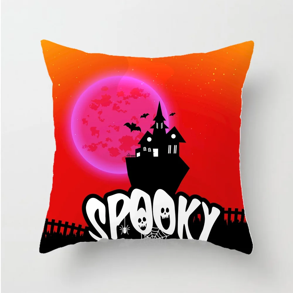 

Halloween pattern solid color 3D printed Polyester Decorative Pillowcases Throw Pillow Cover Square Zipper Pillow cases style-3