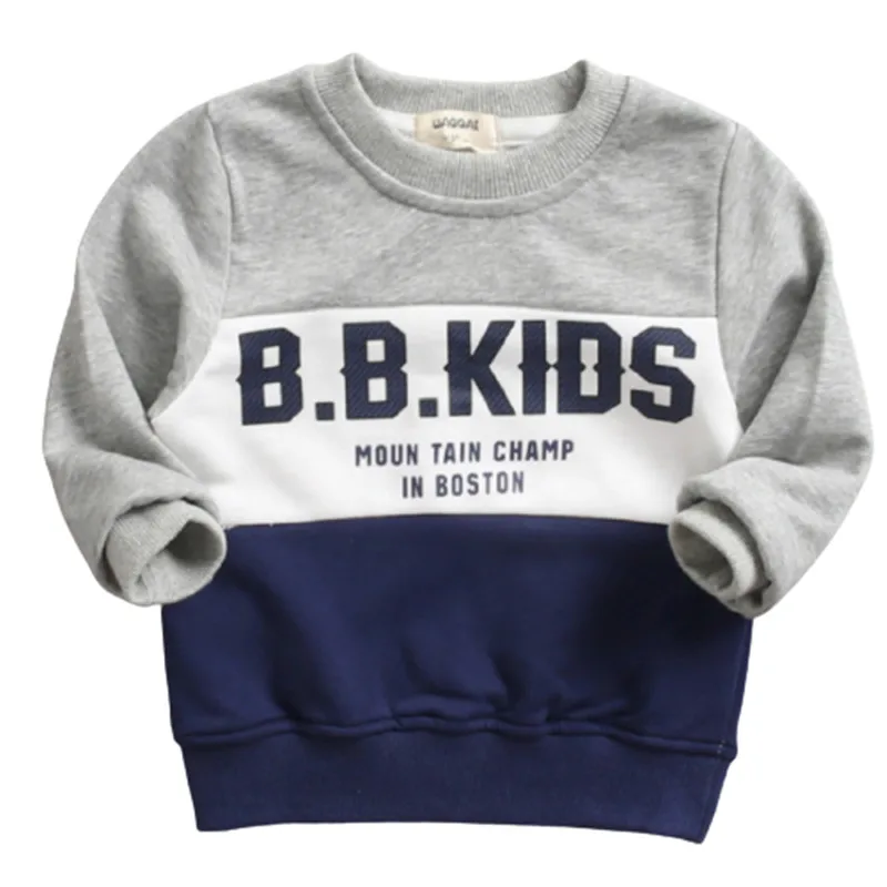 

New Children Baby Spring And Autumn Cotton Stitching Letters Long-Sleeved Sweater Boy T-Shirt Top Kids Clothes