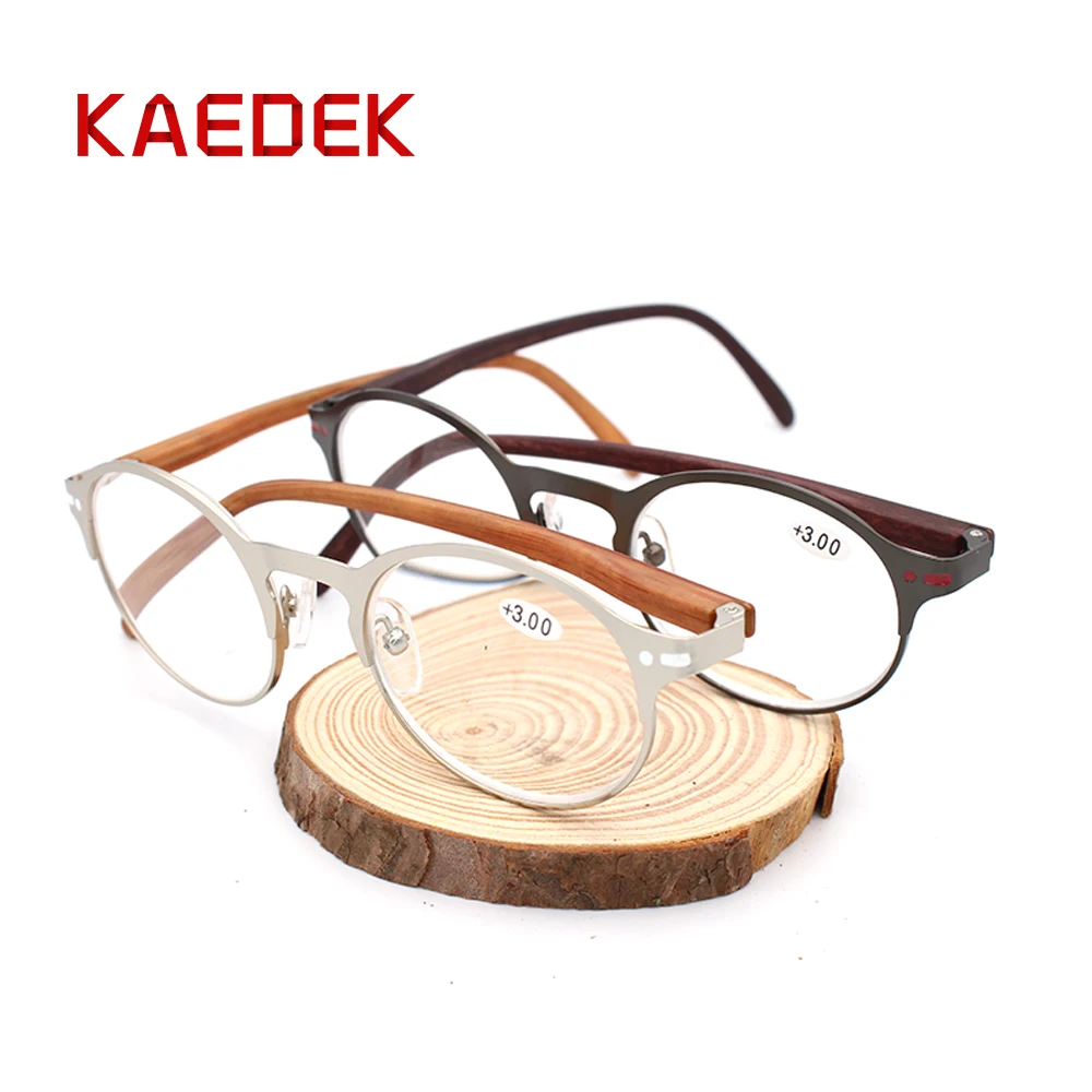 

KAEDEK men and women ultralight reading glasses retro plastic round frame spring hinge high quality diopter glasses