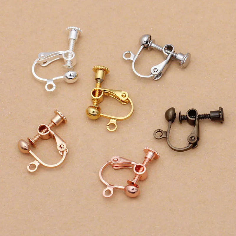 200pcs 4mm Ball Head Screw Ear Clip Earring Settings Rotate Earring Linker Connector Findings Base Blank For DIY Dangle Earrings