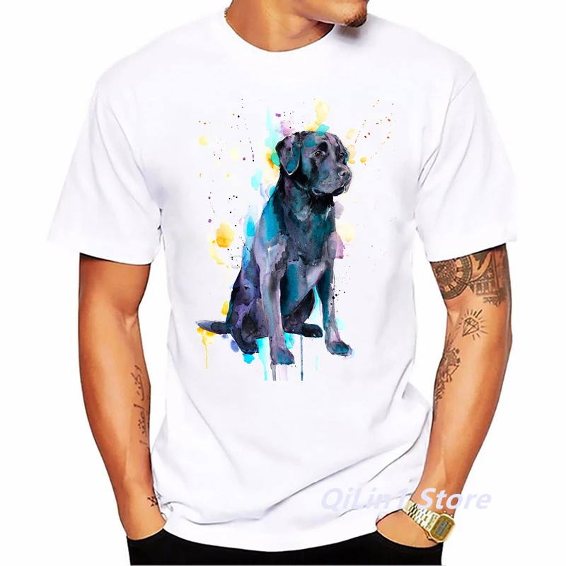 Watercolor Labrador Dog Animal Print T-Shirt Men\'S Clothing 2024 Funny Tshirt Homme Harajuku Kawaii Clothes T Shirt Hombre