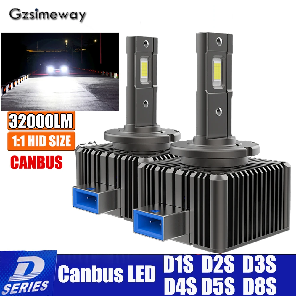 

2pcs Car Headlight D1S D3S LED Canbus D2S D4S D5S D8S D1R D3R Bulbs 32000LM 6000K Auto Lights Kit to Replace HID Conversion Lamp