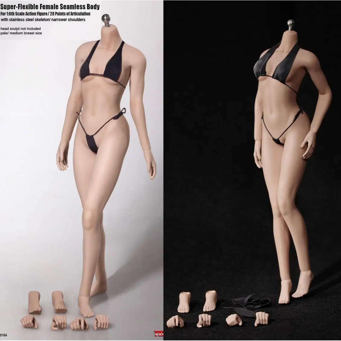 

1/6 Scale Phicen TBLeague PLMB2016-S16A/S17B Pale/Suntan Female Body Action Figure The Most Slender,Medium Breast,Removable Feet