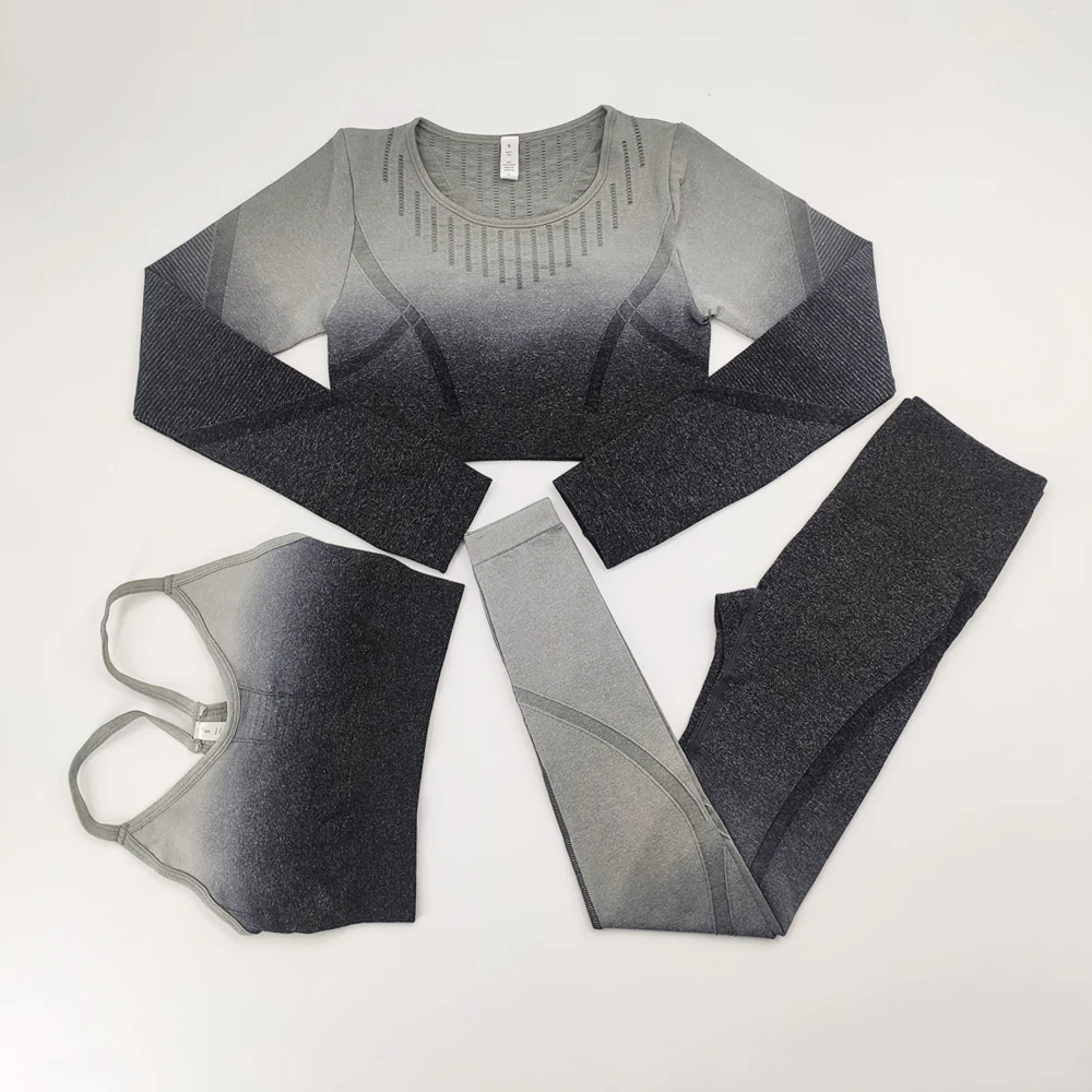 Yoga Tracksuits Women's Seamless Sets Fitness Sport Suits Gym Sportswear Crop Top High Waist Running Leggings Sports Bras
