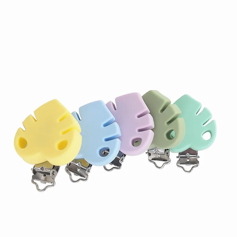 Chenkai 10PCS BPA Free DIY Silicone Leaf Teether Clip Baby Animal Pacifier Dummy Nursing Soother Sensory Toy Gift Accessories