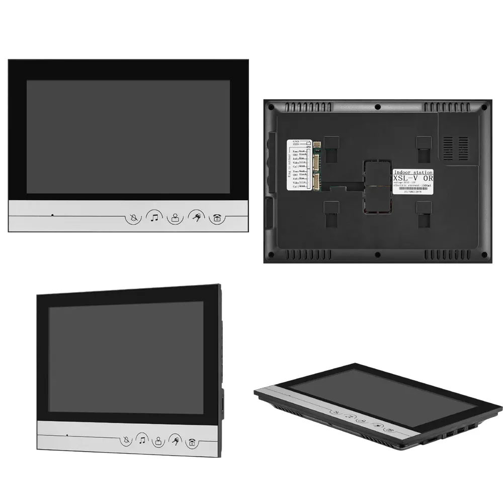 Sistema de intercomunicación con vídeo LCD, cerradura de perno eléctrica, tarjeta inductiva de identificación, cámara con contraseña, fuente de alimentación, salida de puerta, 3 LCD, 9 pulgadas