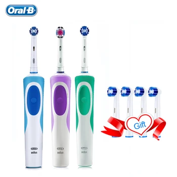 구강 B 활력 전동 칫솔, 정밀 청소, 2 분 타이머 충전식 칫솔, 4 개 선물, 교체 브러시 헤드 구강