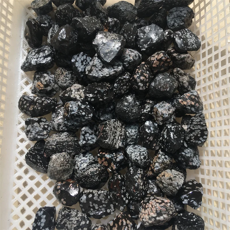 

Natural Stones Snowflake Obsidian Quartz Crystal Rough Raw Gemstones Healing Home Decoration