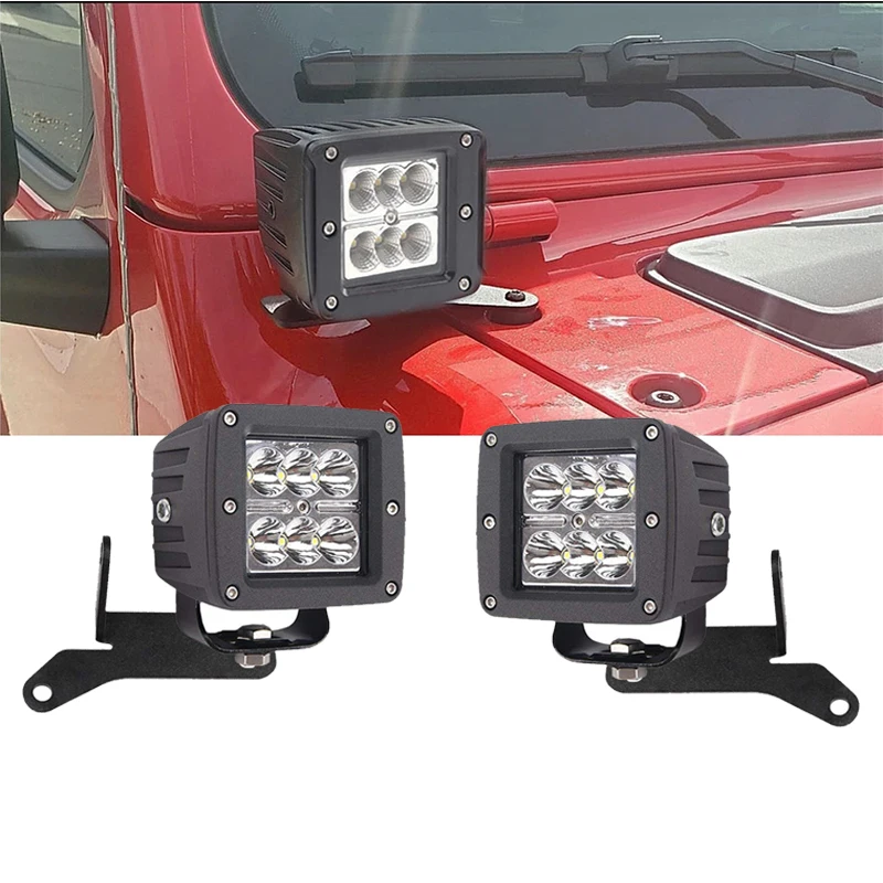 

for Jeep Wrangler JL A-Pillar Mounting Bracket Light Mounts Holder With Dual 3Inch 30W Led Work Lights